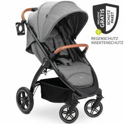 Buggy & Sportwagen UpTown Black (mit Liegefunktion & Einhand-Faltung) inkl. XXL Zubehörpaket - Melange Grey