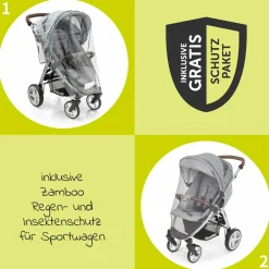Buggy & Sportwagen UpTown Black (mit Liegefunktion & Einhand-Faltung) inkl. XXL Zubehörpaket - Melange Grey