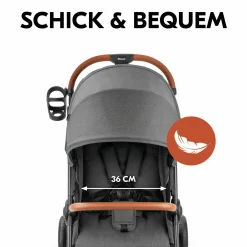 Buggy & Sportwagen UpTown Black (mit Liegefunktion & Einhand-Faltung) inkl. XXL Zubehörpaket - Melange Grey