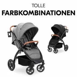 Buggy & Sportwagen UpTown Black (mit Liegefunktion & Einhand-Faltung) inkl. XXL Zubehörpaket - Melange Grey