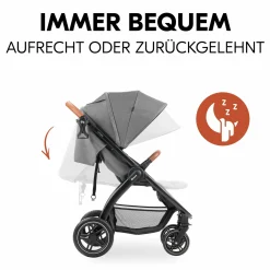 Buggy & Sportwagen UpTown Black (mit Liegefunktion & Einhand-Faltung) inkl. XXL Zubehörpaket - Melange Grey