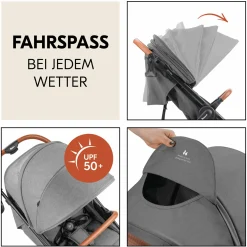 Buggy & Sportwagen UpTown Black (mit Liegefunktion, Schieber höhenverstellbar, Einhand-Faltung) - Melange Grey