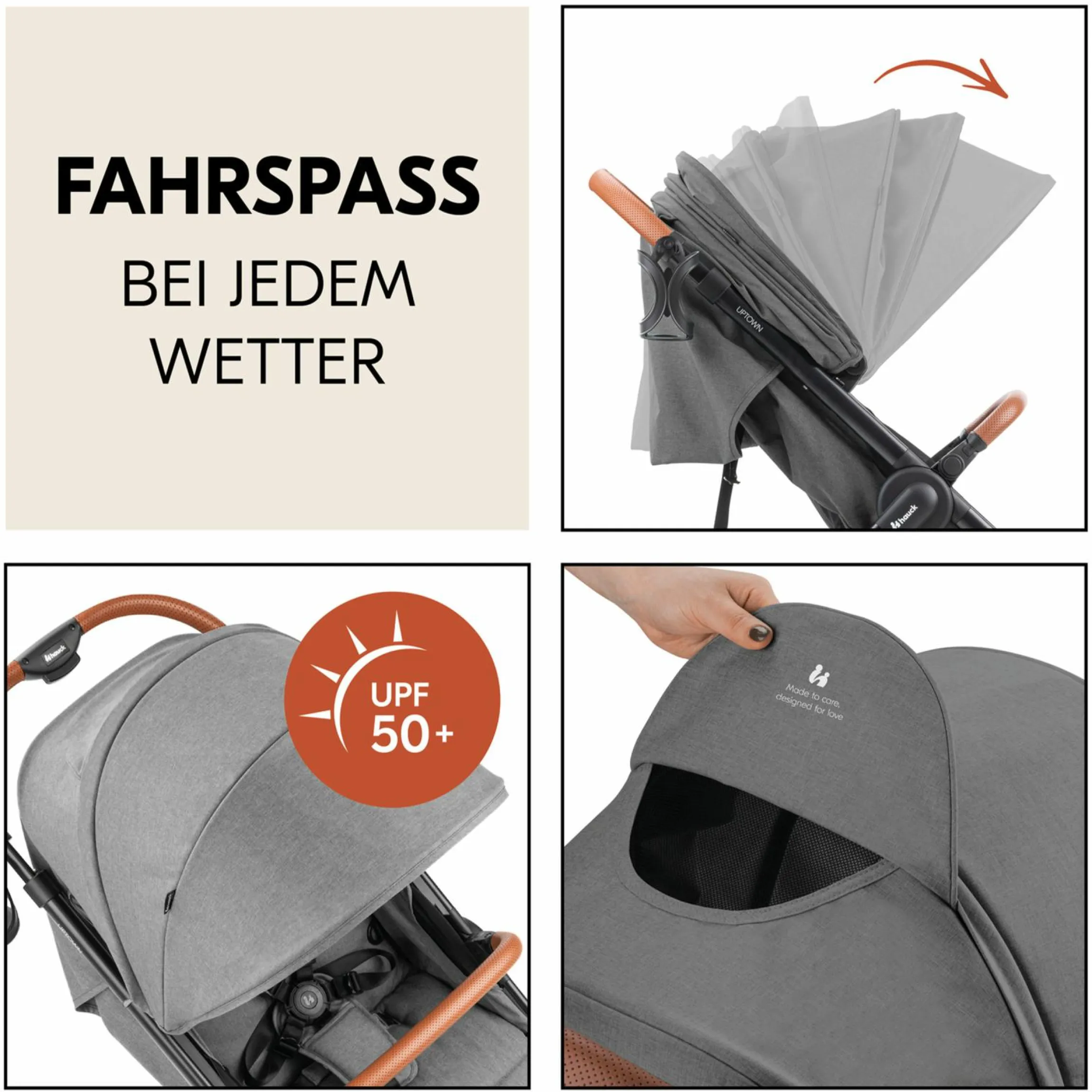 Buggy & Sportwagen UpTown Black (mit Liegefunktion, Schieber höhenverstellbar, Einhand-Faltung) - Melange Grey