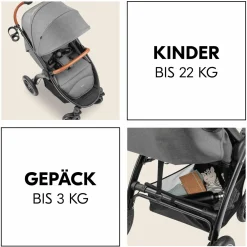 Buggy & Sportwagen UpTown Black (mit Liegefunktion, Schieber höhenverstellbar, Einhand-Faltung) - Melange Grey