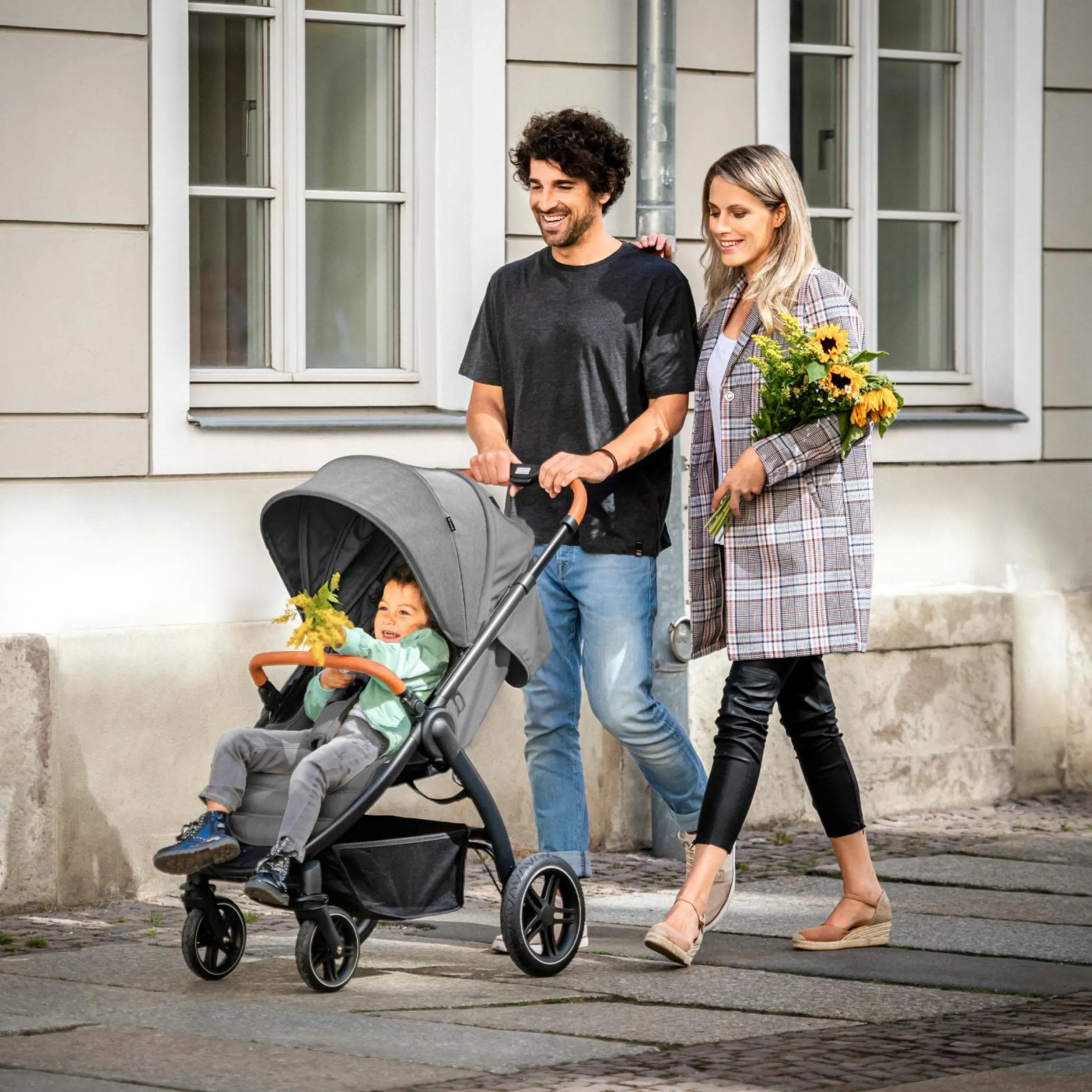 Buggy & Sportwagen UpTown Black (mit Liegefunktion, Schieber höhenverstellbar, Einhand-Faltung) - Melange Grey