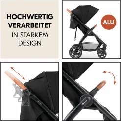 Buggy & Sportwagen UpTown Black (mit Liegefunktion, Schieber höhenverstellbar, Einhand-Faltung) - Melange Black