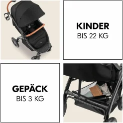 Buggy & Sportwagen UpTown Black (mit Liegefunktion, Schieber höhenverstellbar, Einhand-Faltung) - Melange Black