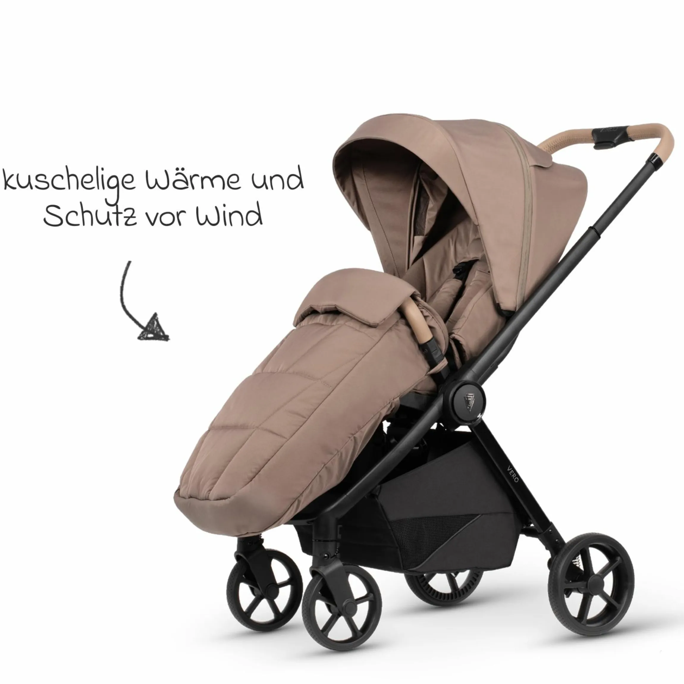 Buggy & Sportwagen Vero bis 22 kg mit Teleskopschieber, Liegeposition inkl. Regenschutz, Tragegurt & Beindecke - Sand - Kollektion 2025
