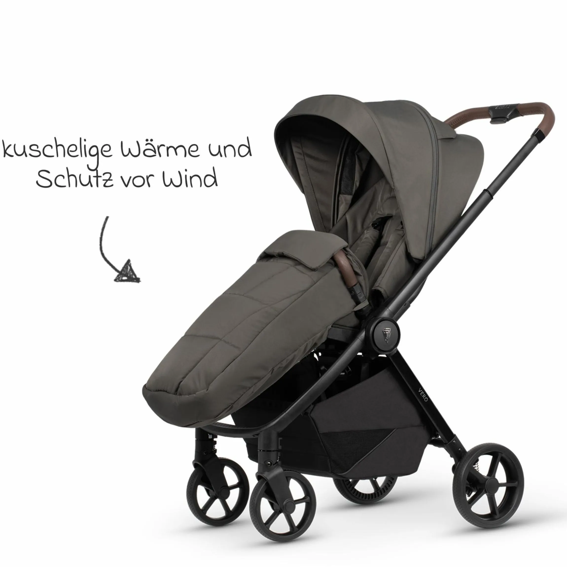 Buggy & Sportwagen Vero bis 22 kg mit Teleskopschieber, Liegeposition inkl. Regenschutz, Tragegurt & Beindecke - Sage - Kollektion 2025