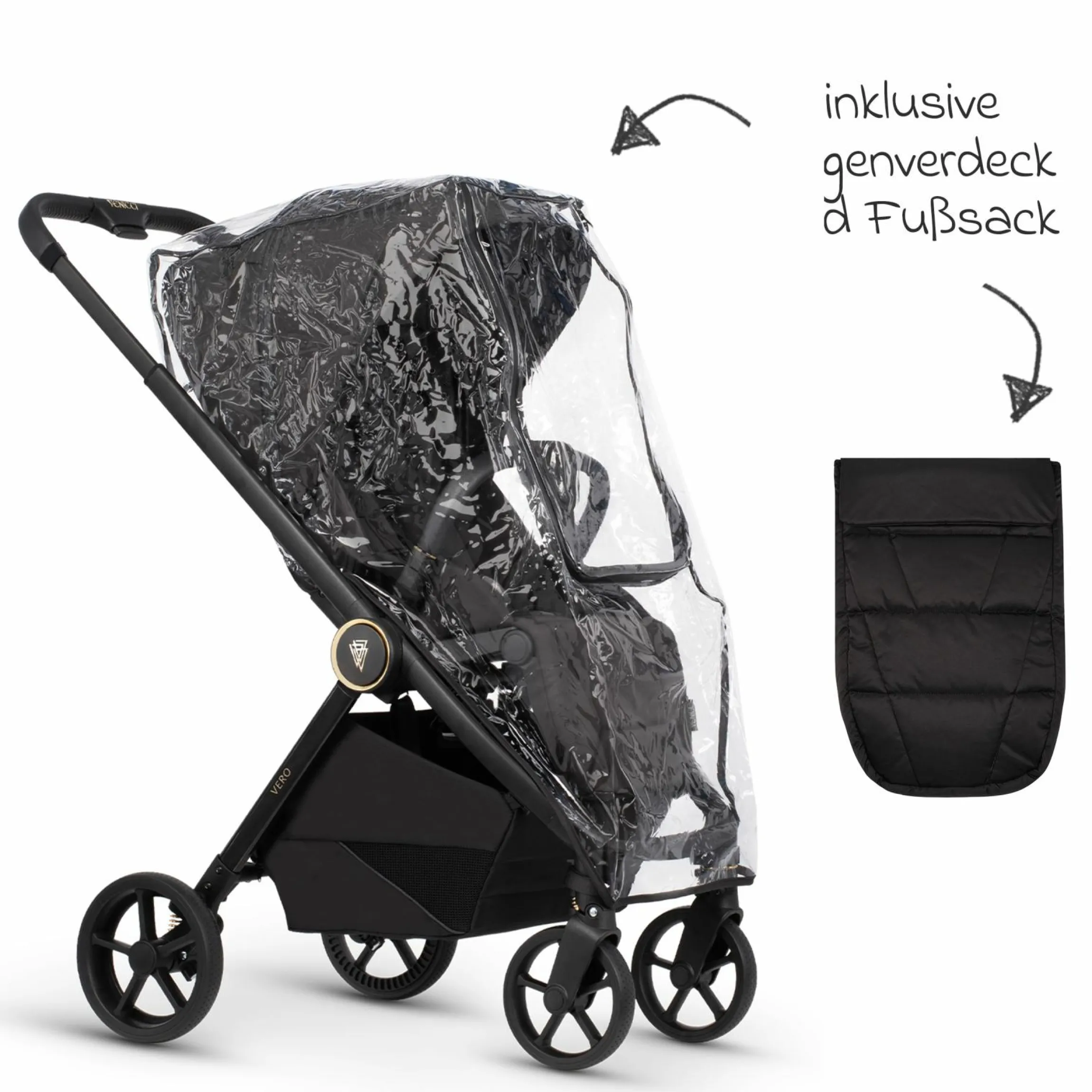 Buggy & Sportwagen Vero bis 22 kg mit Teleskopschieber, Liegeposition inkl. Regenschutz, Tragegurt & Beindecke - Night - Kollektion 2025