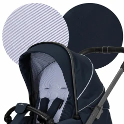 Buggy & Sportwagen Vip GTS bis 22 kg belastbar mit Teleskopschieber inkl. Regenschutz - Navy Stripes - Kollektion 2024