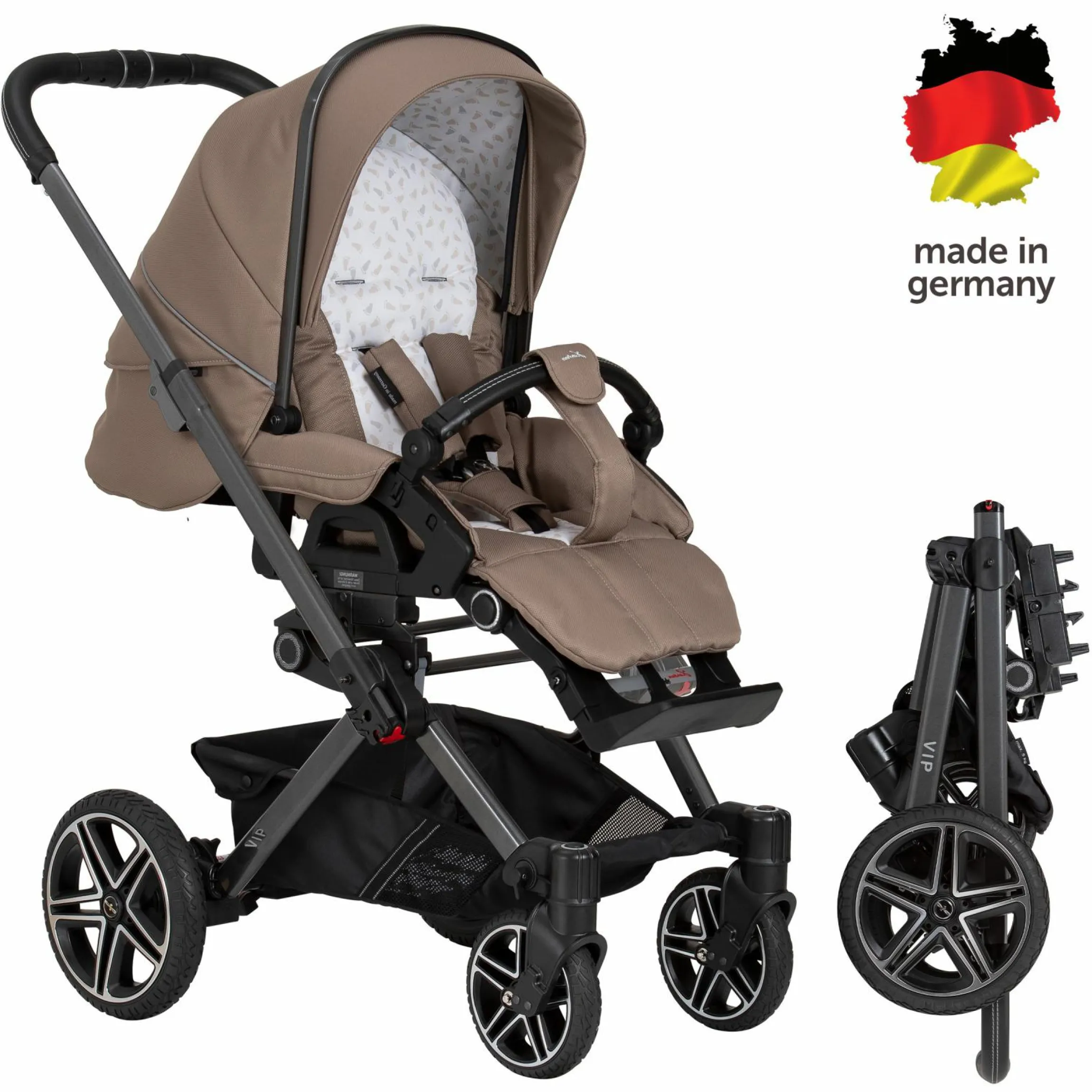 Buggy & Sportwagen Vip GTS bis 22 kg belastbar mit Teleskopschieber inkl. Regenschutz - Happy Feet - Kollektion 2024