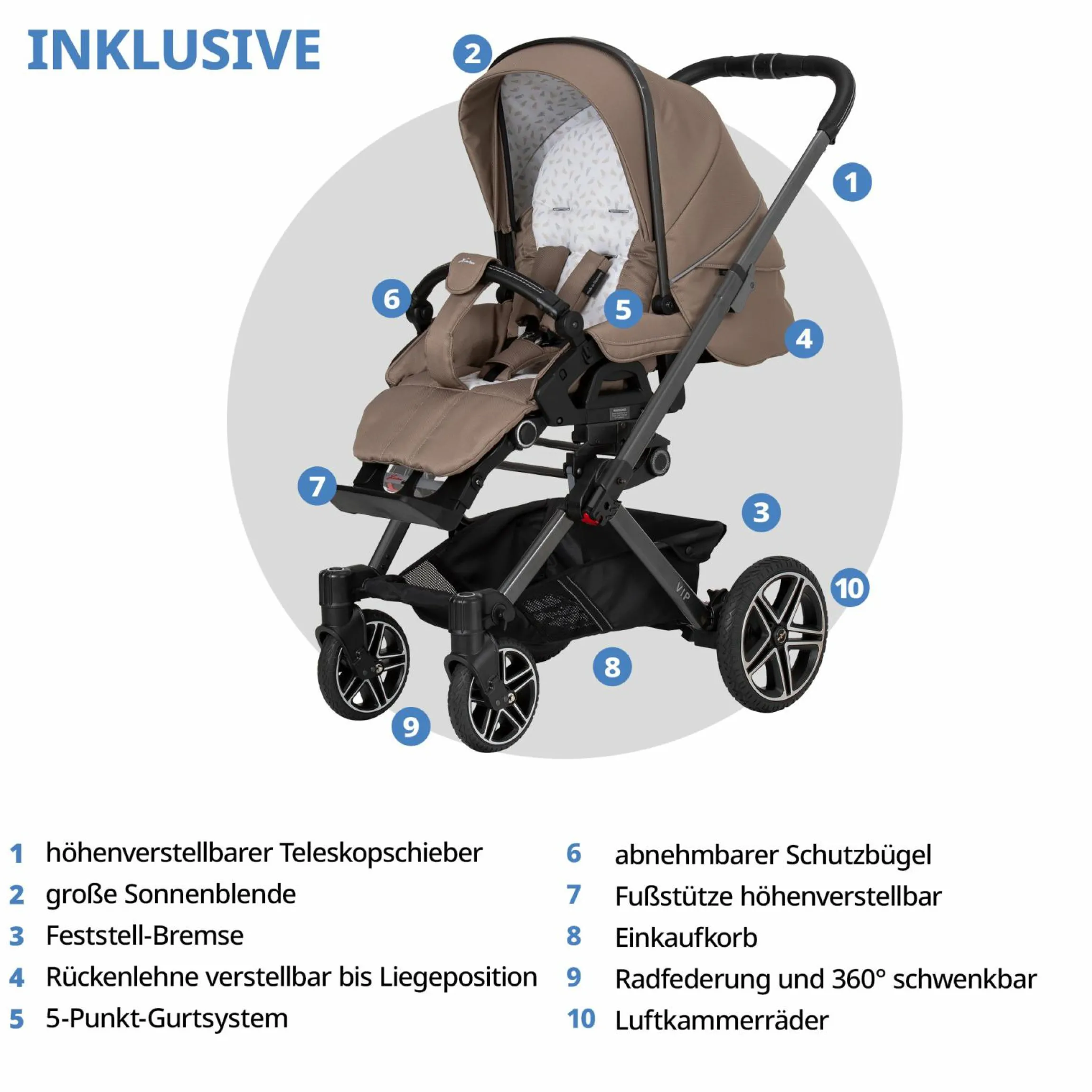 Buggy & Sportwagen Vip GTS bis 22 kg belastbar mit Teleskopschieber inkl. Regenschutz - Happy Feet - Kollektion 2024