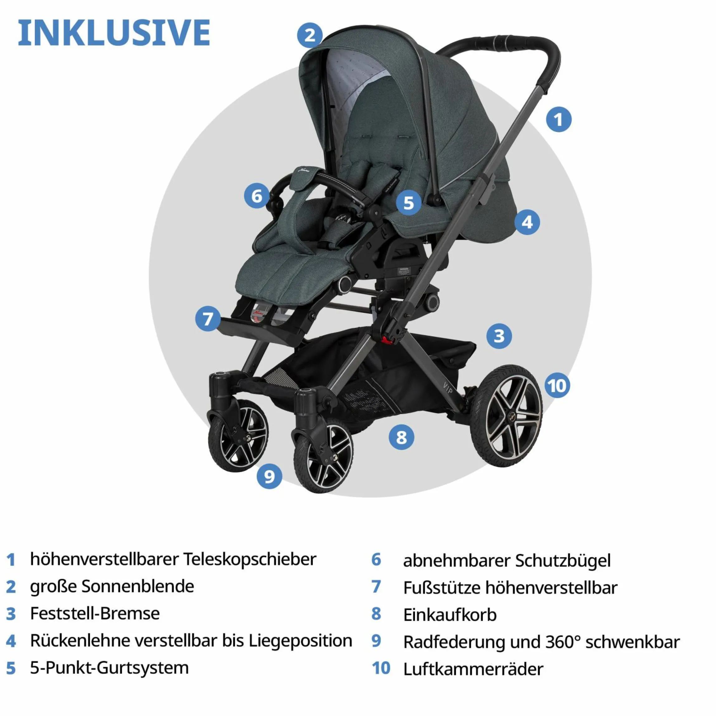 Buggy & Sportwagen Vip GTS bis 22 kg belastbar mit Teleskopschieber inkl. Regenschutz - Animal Stars - Kollektion 2024
