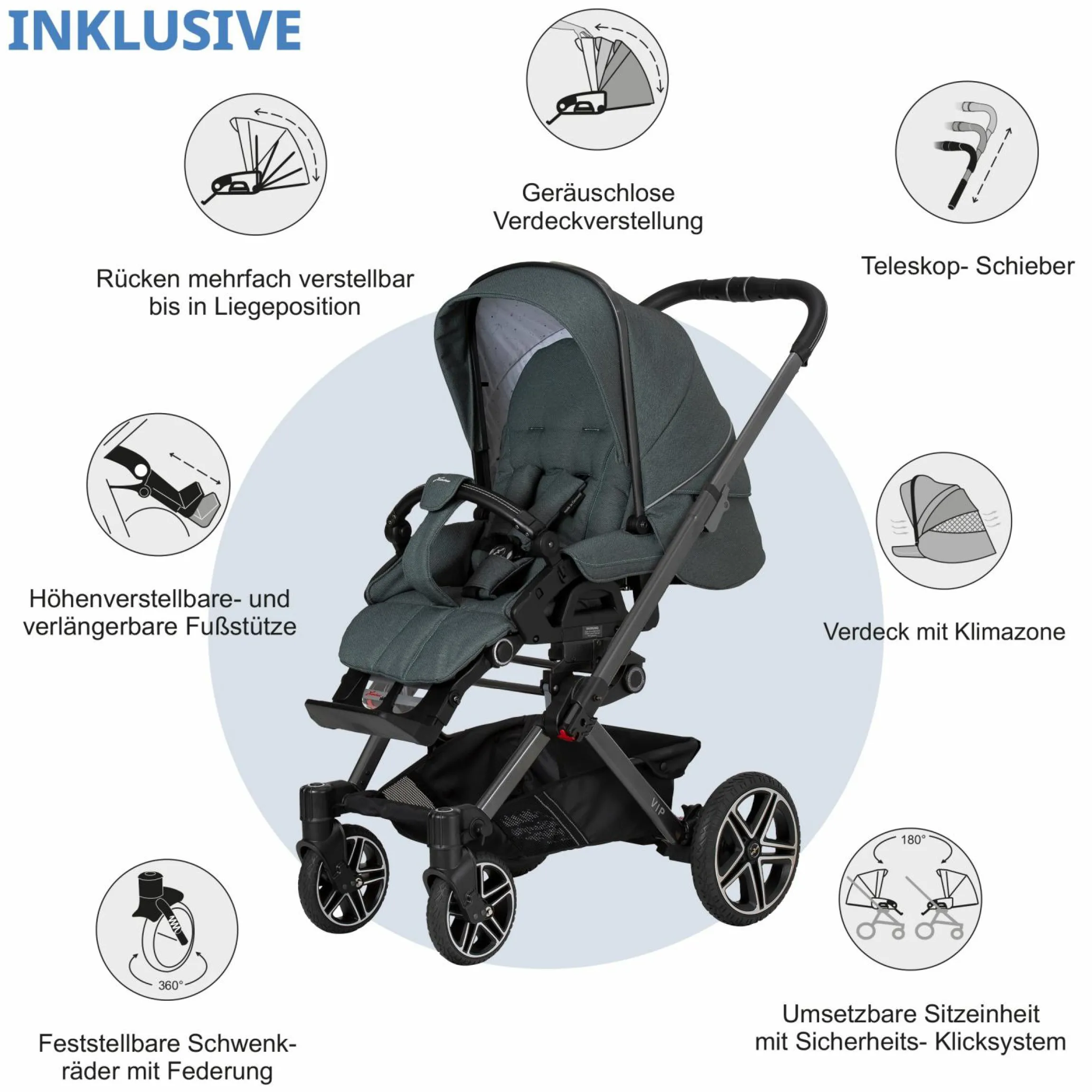 Buggy & Sportwagen Vip GTS bis 22 kg belastbar mit Teleskopschieber inkl. Regenschutz - Animal Stars - Kollektion 2024