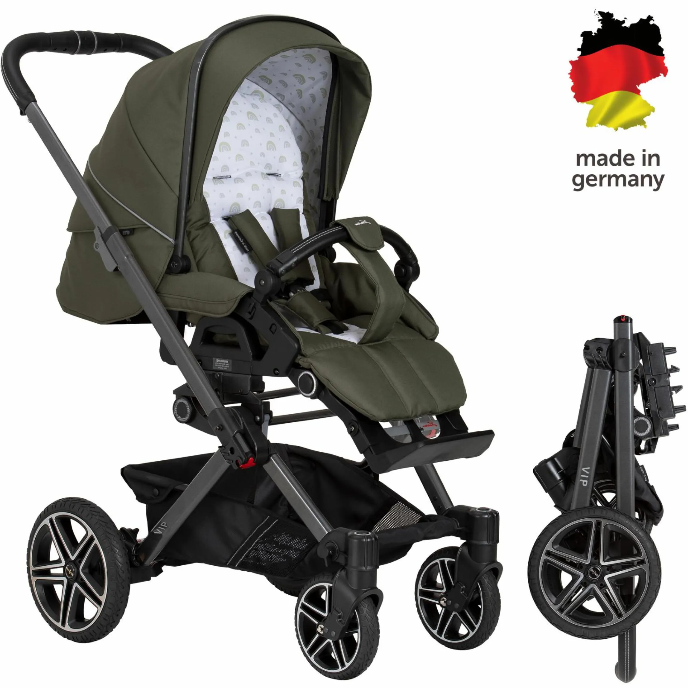 Buggy & Sportwagen Vip GTS bis 22 kg belastbar mit Teleskopschieber inkl. Regenschutz - Rainbow - Kollektion 2024