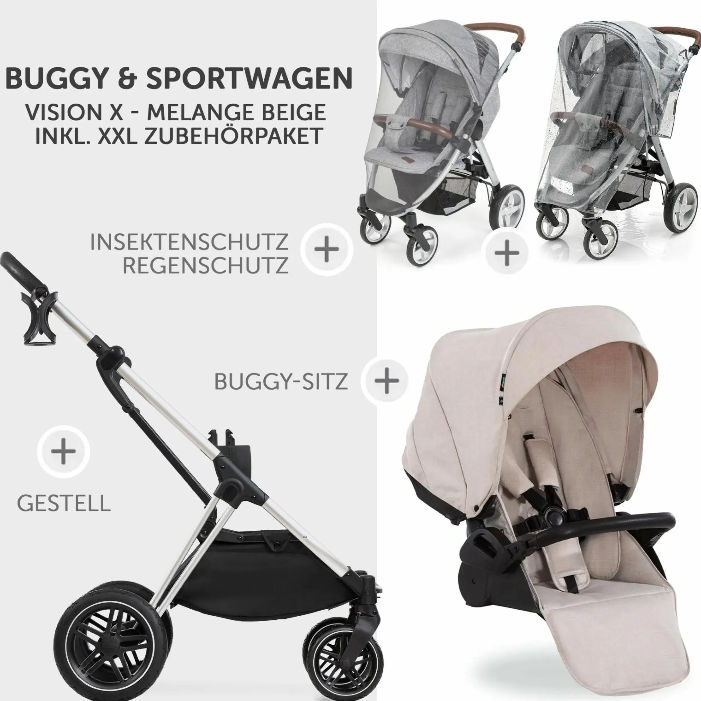 Buggy & Sportwagen Vision X inkl. XXL Zubehörpaket - Melange Beige
