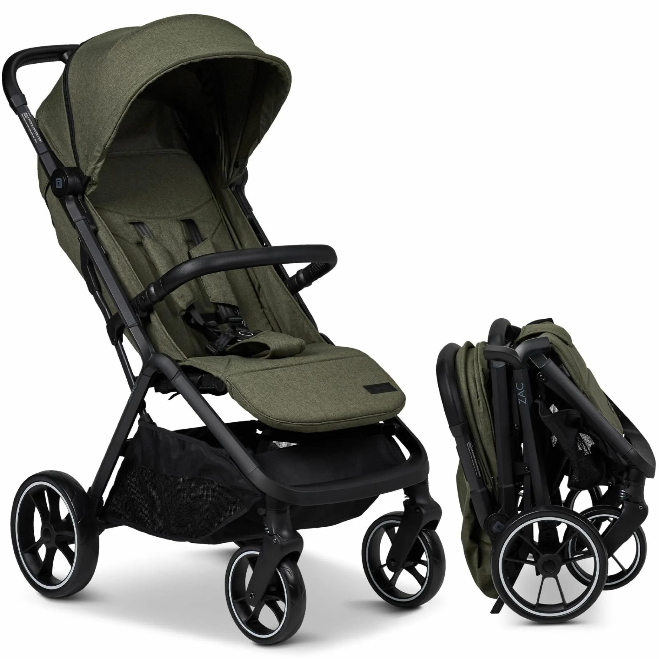 Buggy & Sportwagen Zac bis 22 kg mit Liegeposition, Einhand-Faltmechanismus inkl. Regenschutz & Transporttasche - Moss Melange