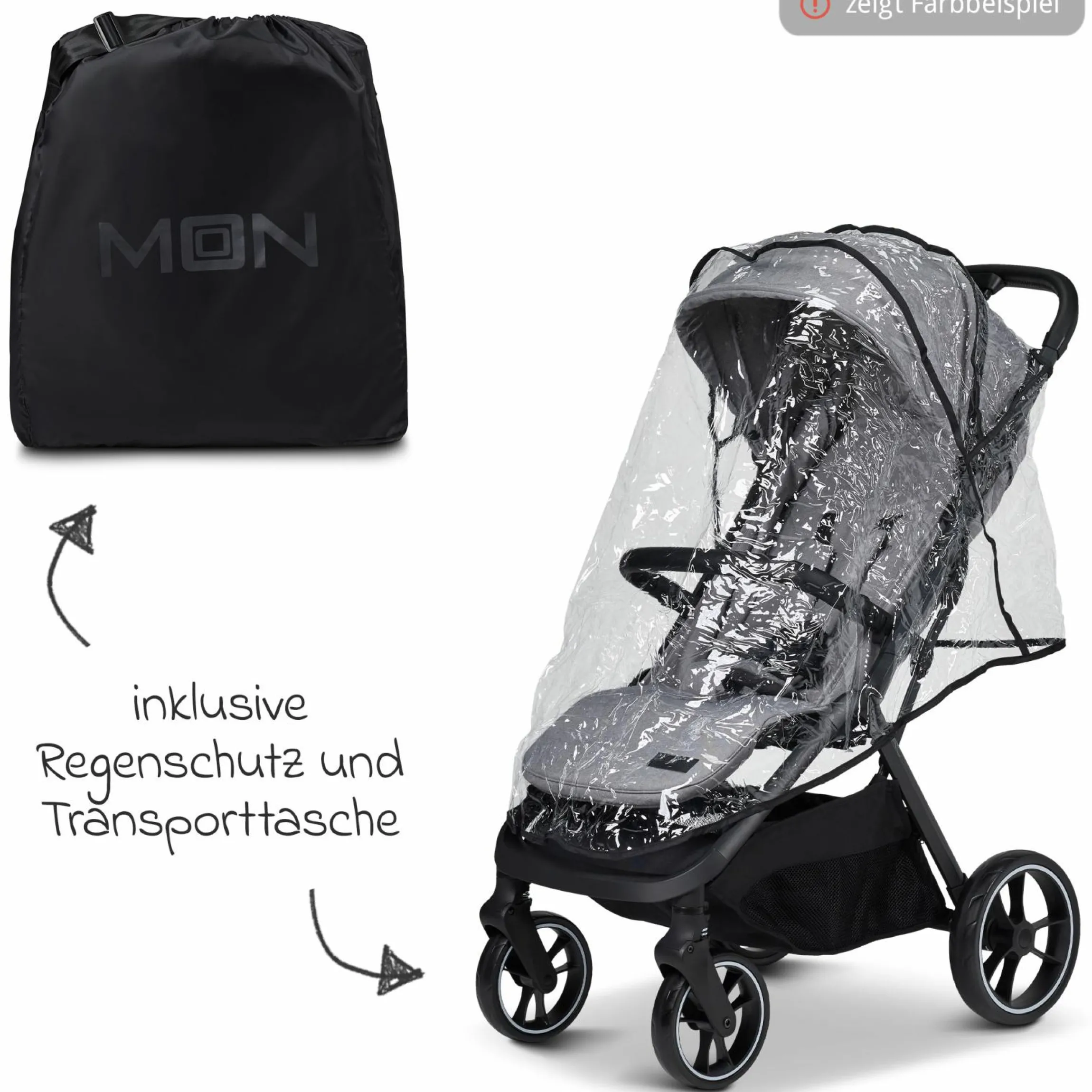 Buggy & Sportwagen Zac bis 22 kg mit Liegeposition, Einhand-Faltmechanismus inkl. Regenschutz & Transporttasche - Mud Melange