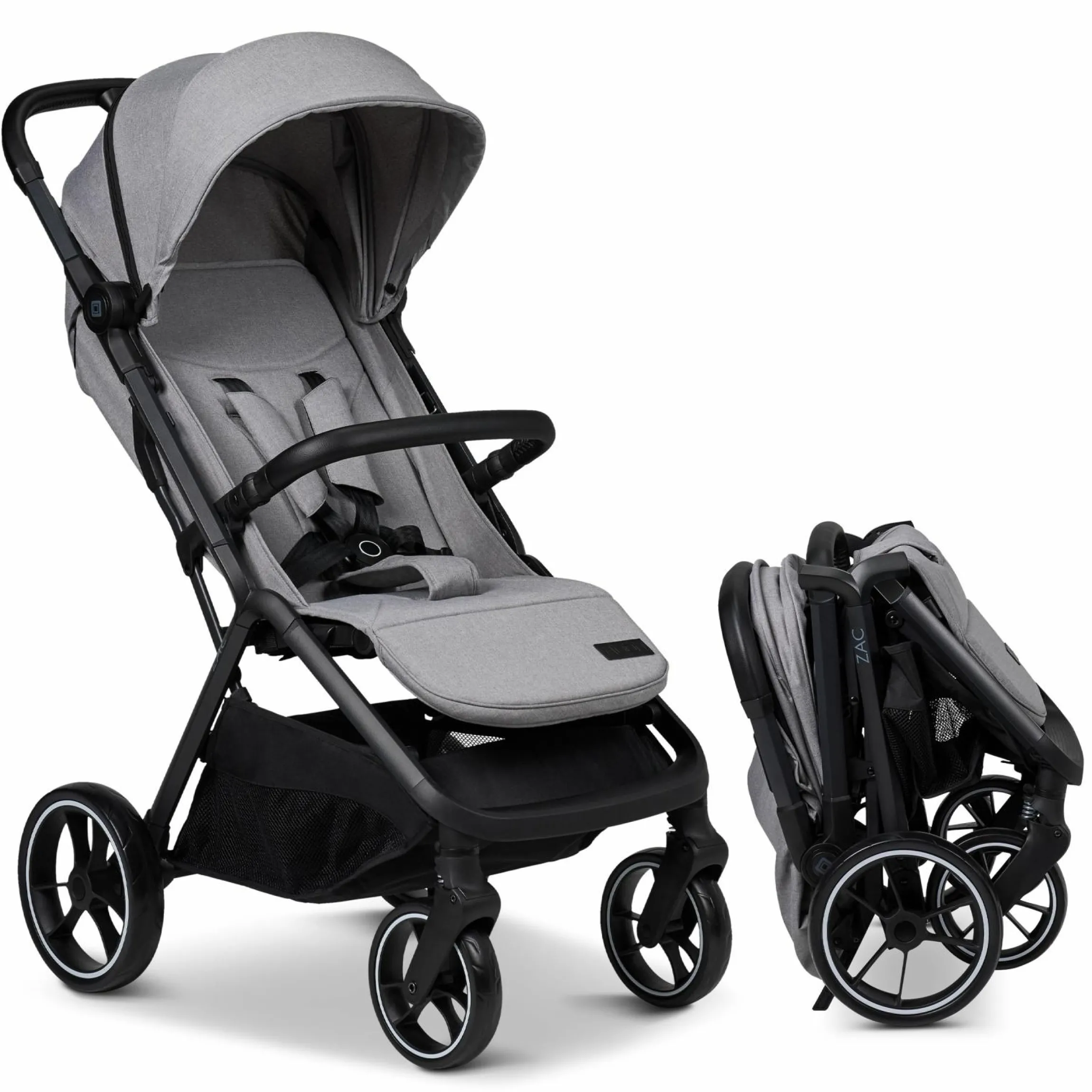 Buggy & Sportwagen Zac bis 22 kg mit Liegeposition, Einhand-Faltmechanismus inkl. Regenschutz & Transporttasche - Stone Melange