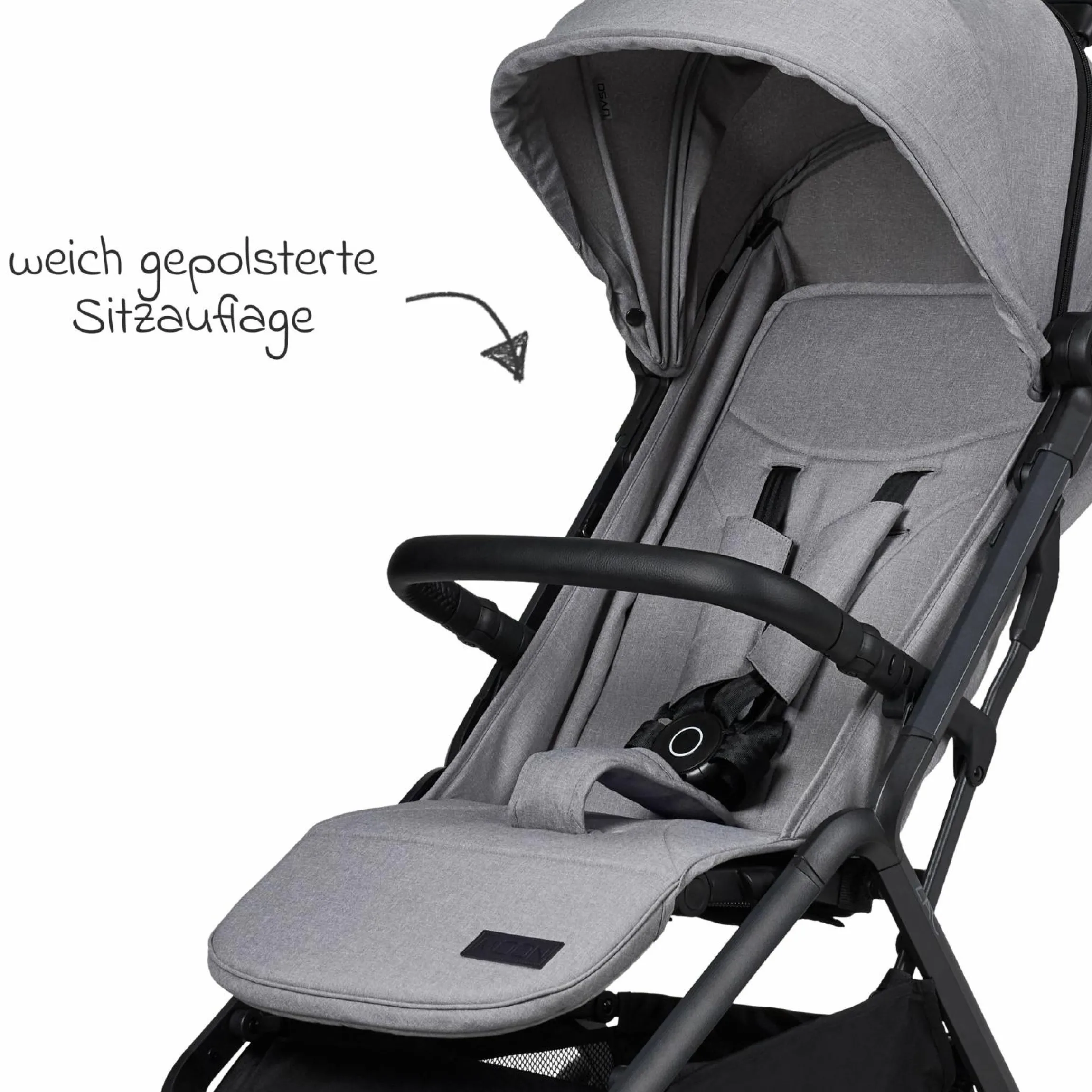 Buggy & Sportwagen Zac bis 22 kg mit Liegeposition, Einhand-Faltmechanismus inkl. Regenschutz & Transporttasche - Stone Melange