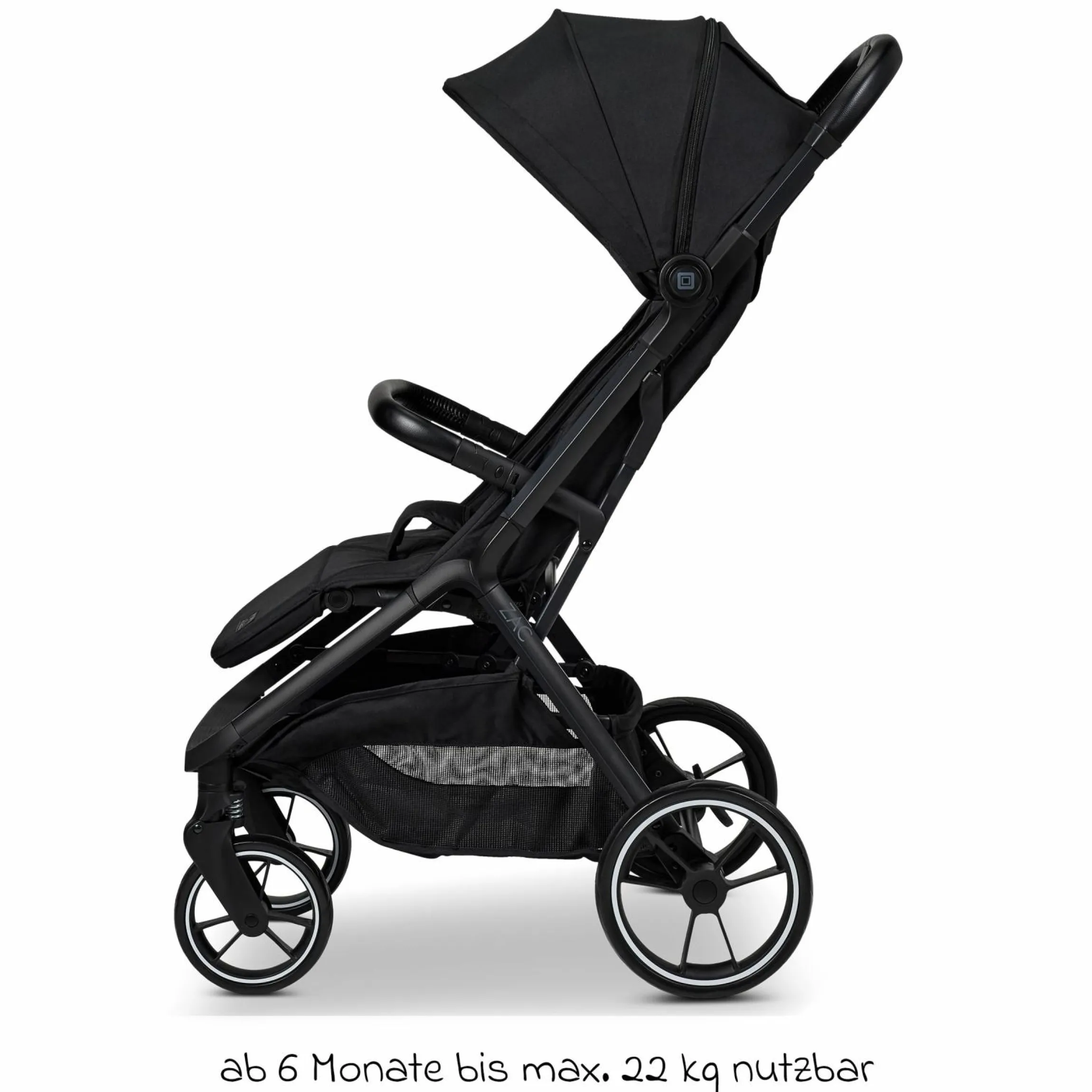 Buggy & Sportwagen Zac bis 22 kg mit Liegeposition, Einhand-Faltmechanismus inkl. Regenschutz & Transporttasche - Onyx Melange