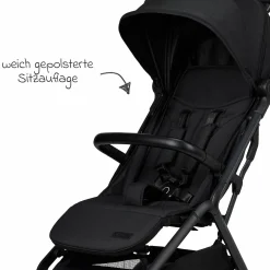 Buggy & Sportwagen Zac bis 22 kg mit Liegeposition, Einhand-Faltmechanismus inkl. Regenschutz & Transporttasche - Onyx Melange