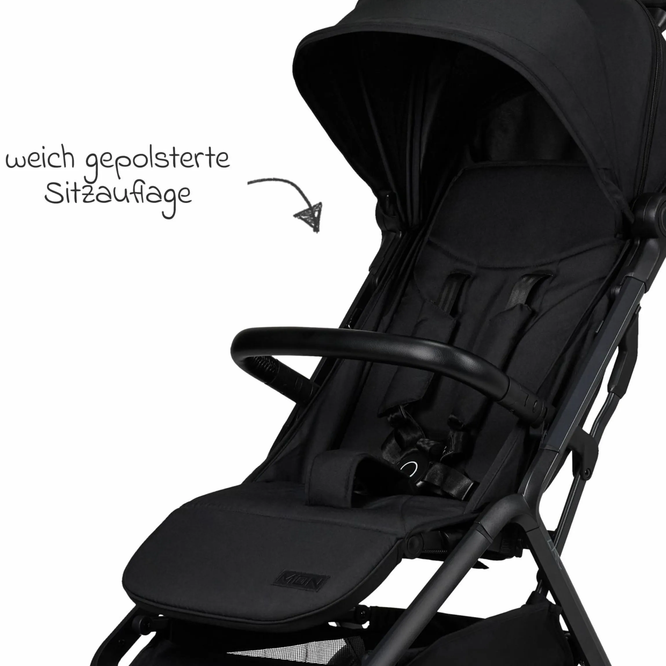 Buggy & Sportwagen Zac bis 22 kg mit Liegeposition, Einhand-Faltmechanismus inkl. Regenschutz & Transporttasche - Onyx Melange