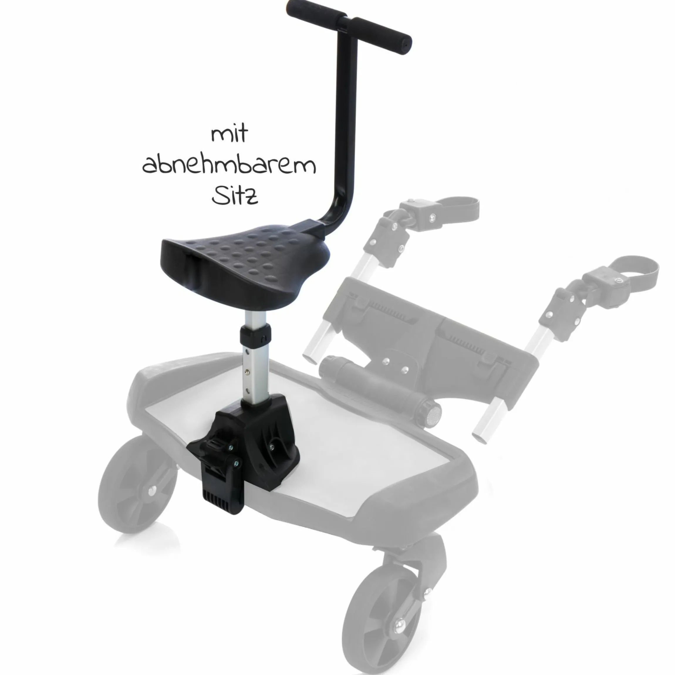 Buggy Board Filliboard Wide Set extra breites Mitfahrbrett mit Zusatzsitz für alle gängigen Buggys und Kinderwagen - Schwarz Grau