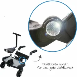 Buggy Board Filliboard Wide Set extra breites Mitfahrbrett mit Zusatzsitz für alle gängigen Buggys und Kinderwagen - Schwarz Grau