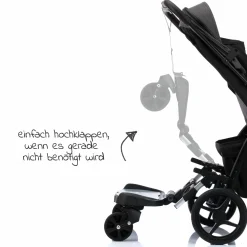 Buggy Board Filliboard Wide Set extra breites Mitfahrbrett mit Zusatzsitz für alle gängigen Buggys und Kinderwagen - Schwarz Grau