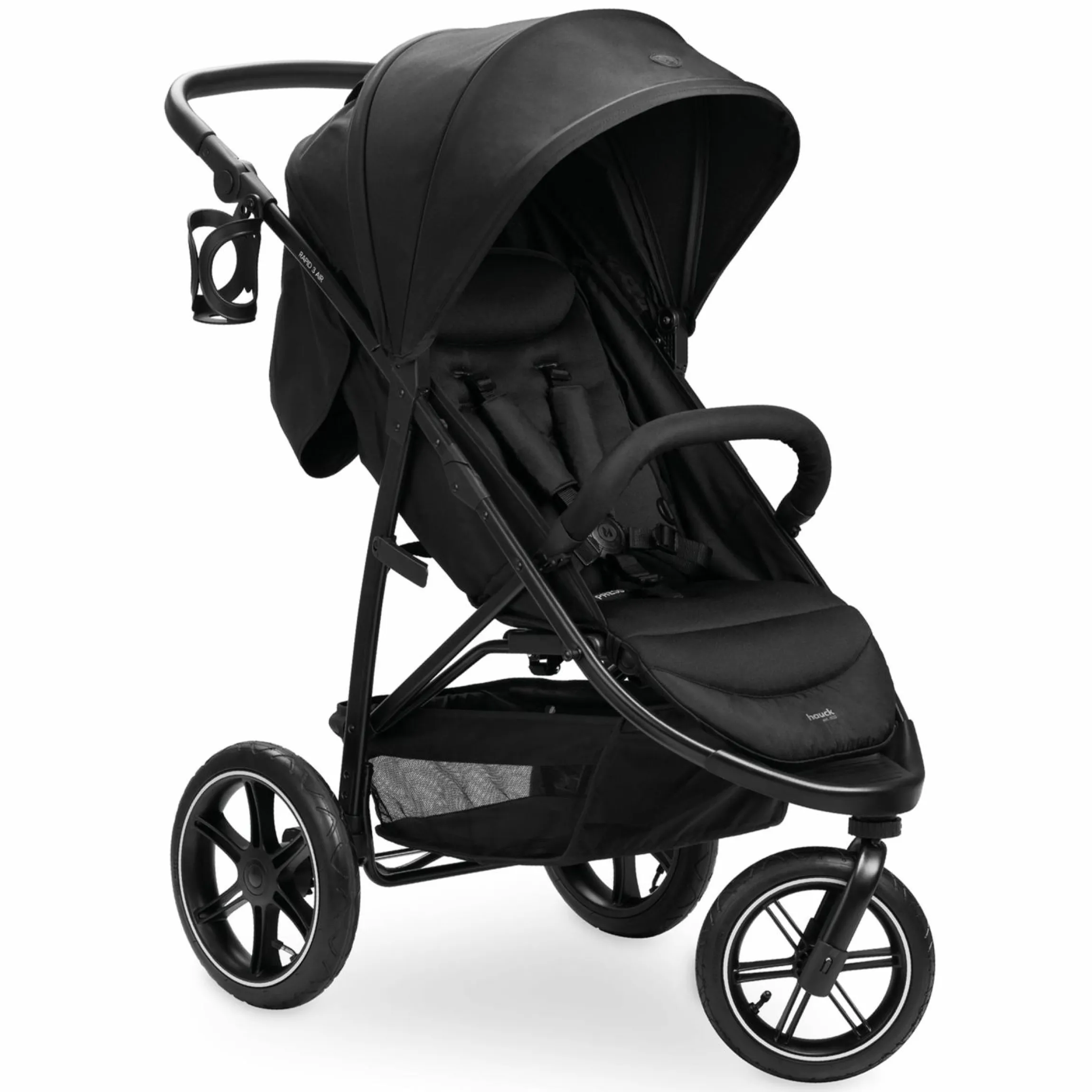 Buggy Rapid 3 Air (bis 25 kg) - mit Luftreifen, Liegefunktion und XL Verdeck - Black
