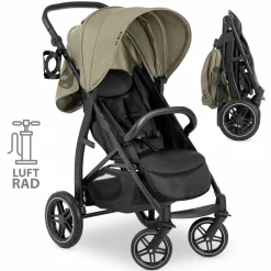 Buggy Rapid 4D AIR (bis 25 kg) - mit Luftreifen, Liegefunktion und XL Verdeck - Olive