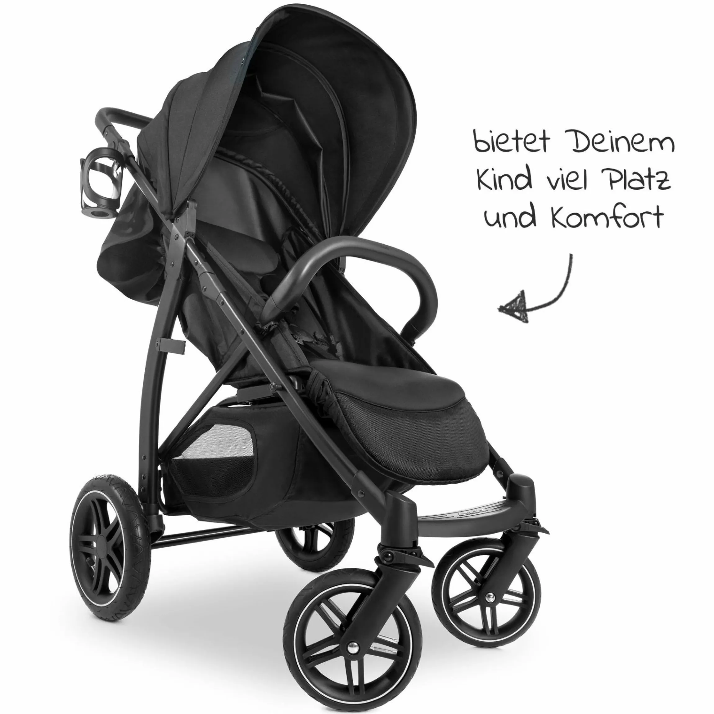 Buggy Rapid 4D AIR (bis 25 kg) - mit Luftreifen, Liegefunktion und XL Verdeck - Black