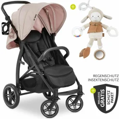 Buggy Rapid 4D (bis 25 kg) - XL Verdeck & All-Terrain Bereifung - inkl. XXL Zubehörpaket & Fehn Spieltier Schäfchen - Dusty Rose