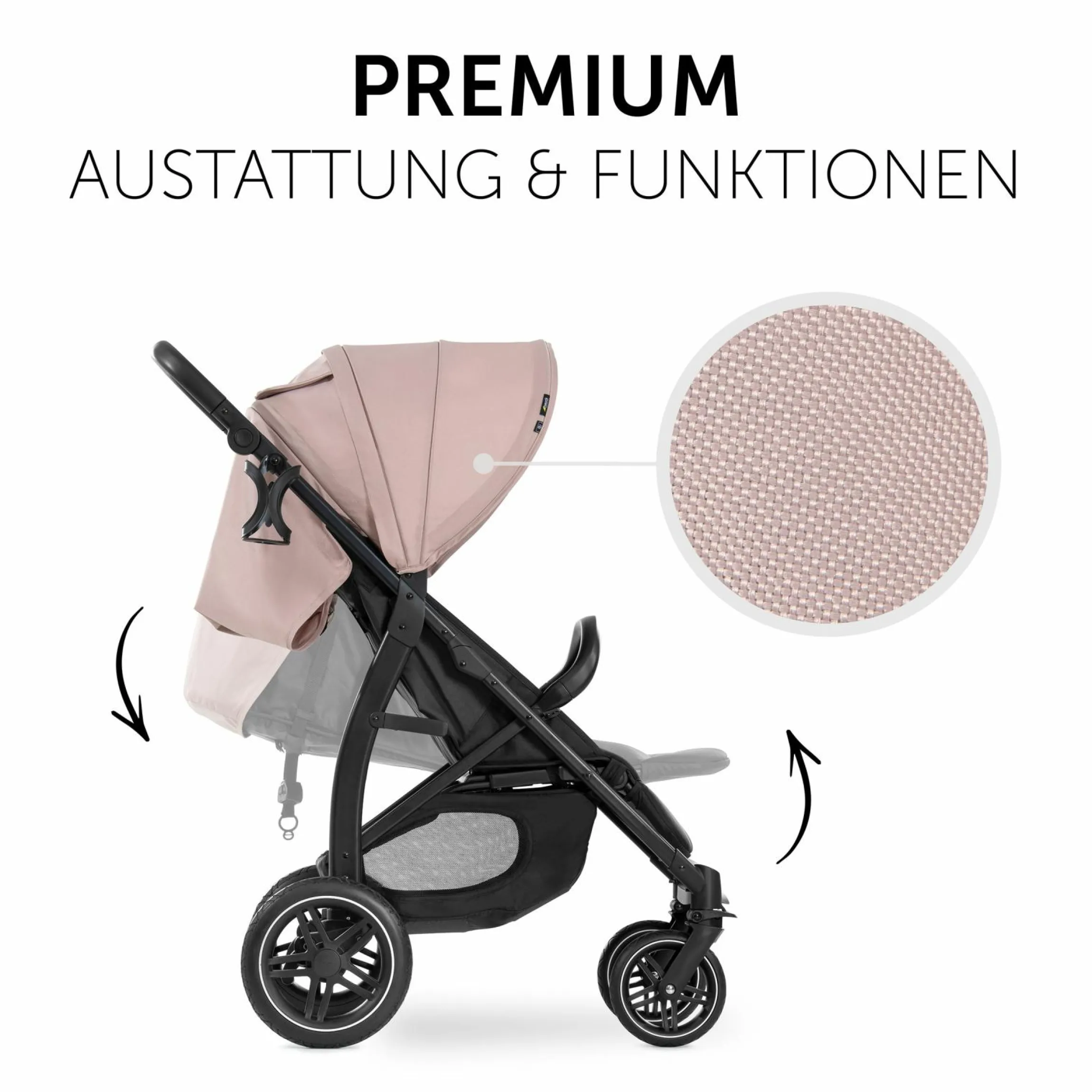 Buggy Rapid 4D (bis 25 kg) - XL Verdeck & All-Terrain Bereifung - inkl. XXL Zubehörpaket & Fehn Spieltier Schäfchen - Dusty Rose