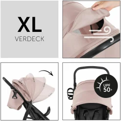 Buggy Rapid 4D (bis 25 kg) - XL Verdeck & All-Terrain Bereifung - inkl. XXL Zubehörpaket & Fehn Spieltier Schäfchen - Dusty Rose