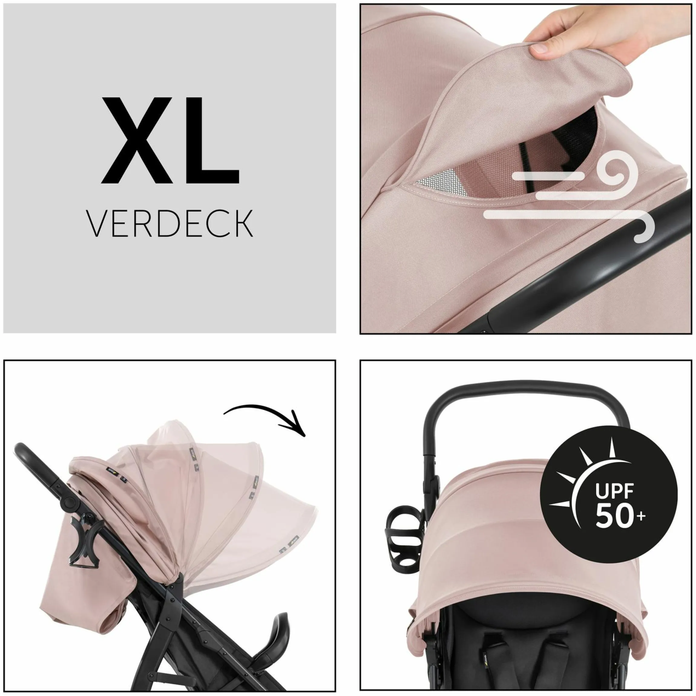 Buggy Rapid 4D (bis 25 kg) - XL Verdeck & All-Terrain Bereifung - inkl. XXL Zubehörpaket & Fehn Spieltier Schäfchen - Dusty Rose