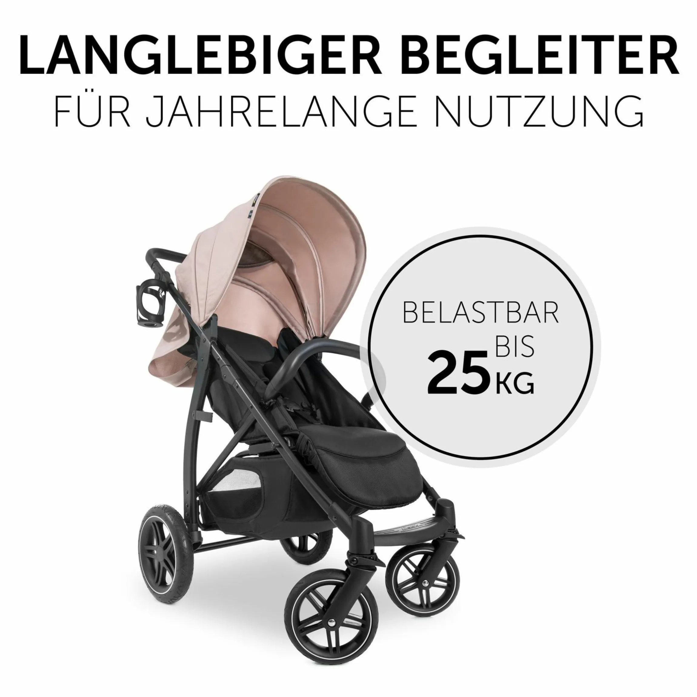 Buggy Rapid 4D (bis 25 kg) - XL Verdeck & All-Terrain Bereifung - inkl. XXL Zubehörpaket & Fehn Spieltier Schäfchen - Dusty Rose