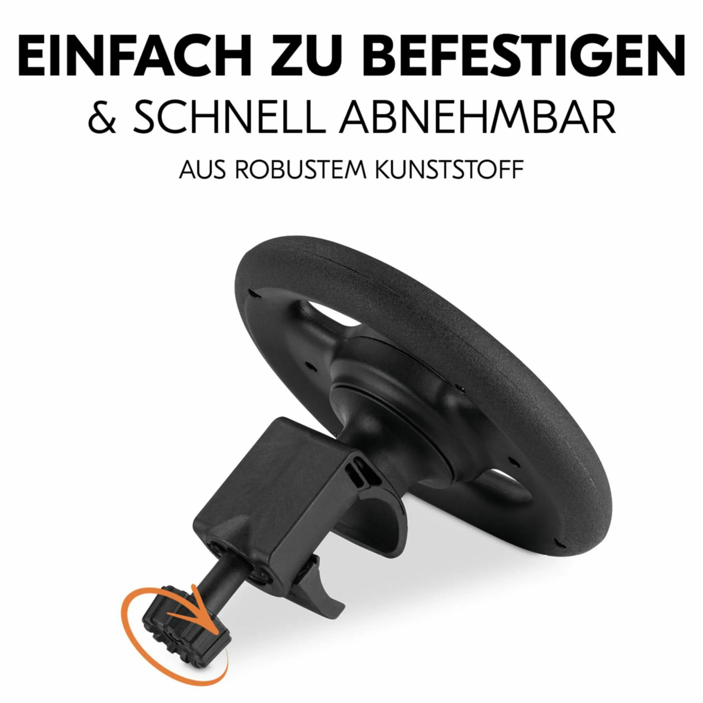 Buggy-Lenkrad Pushchair Steering Wheel - mit Hupe & zur Befestigung am Vorderbügel - Black