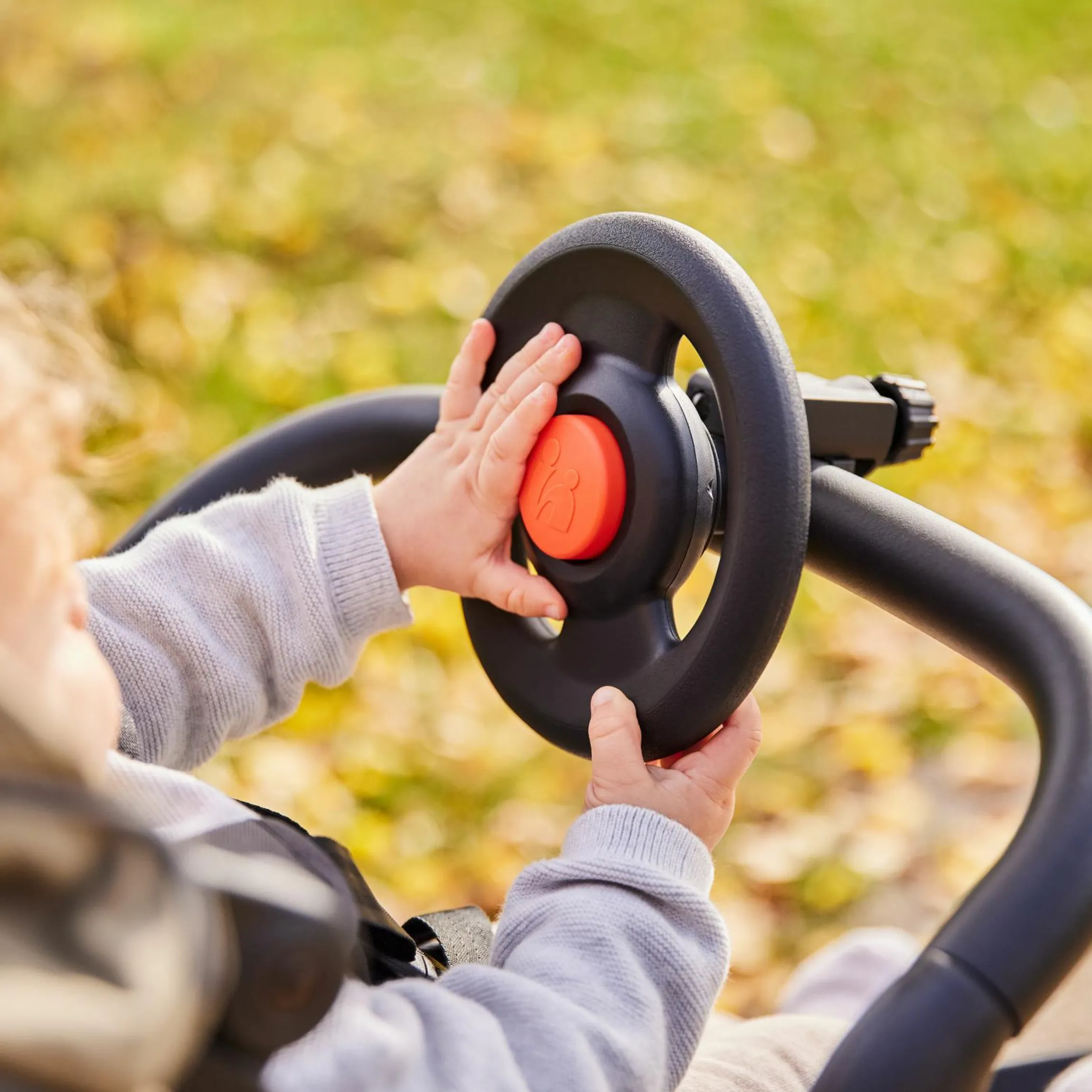 Buggy-Lenkrad Pushchair Steering Wheel - mit Hupe & zur Befestigung am Vorderbügel - Black
