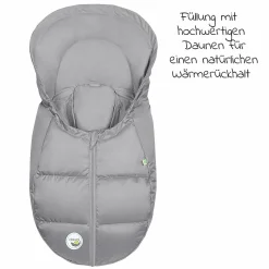 Daunen-Fußsack BabyNest Dauni für Babyschalen & Babywannen - Silber