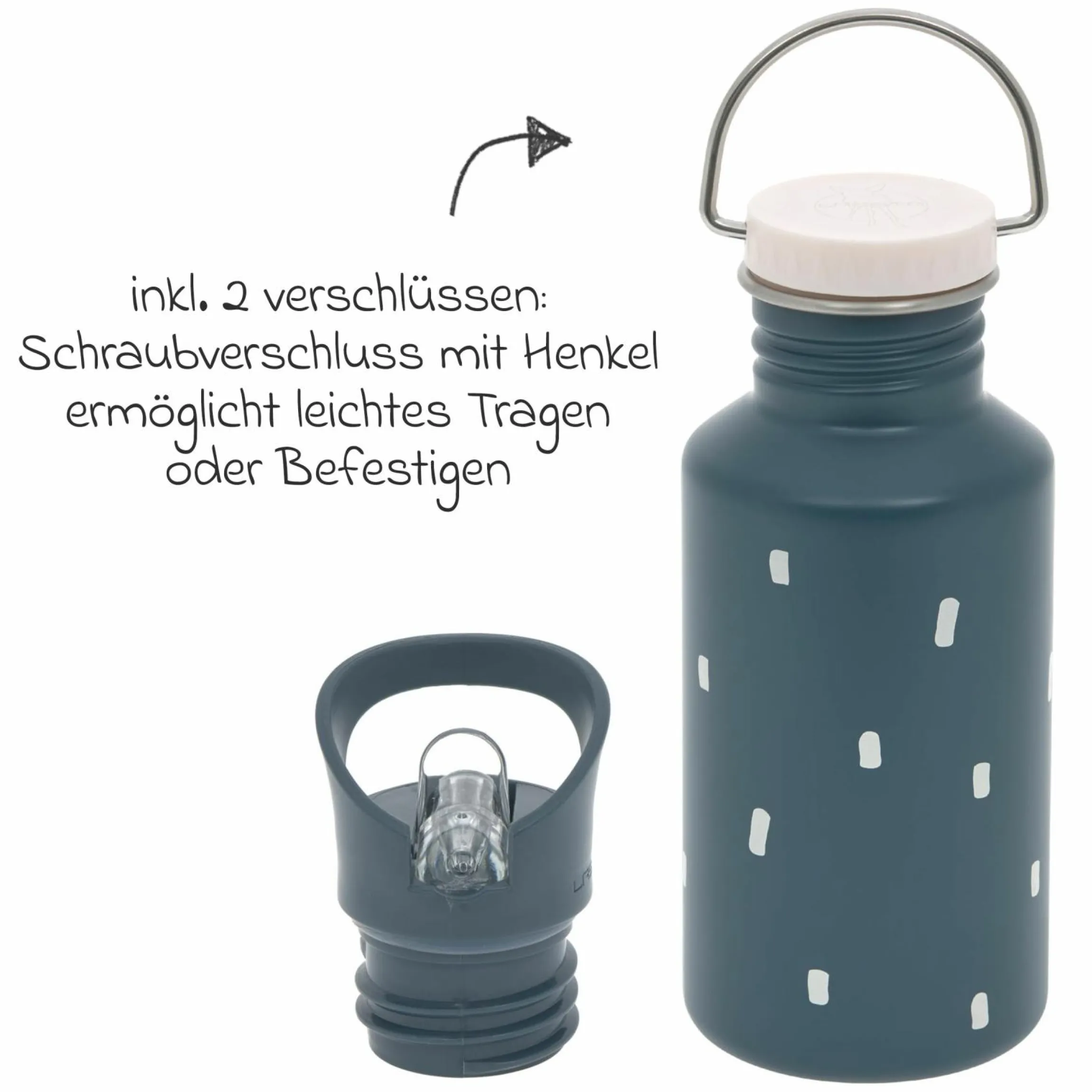 Edelstahl-Trinkflasche 500 ml - Happy Prints - Midnight Blue