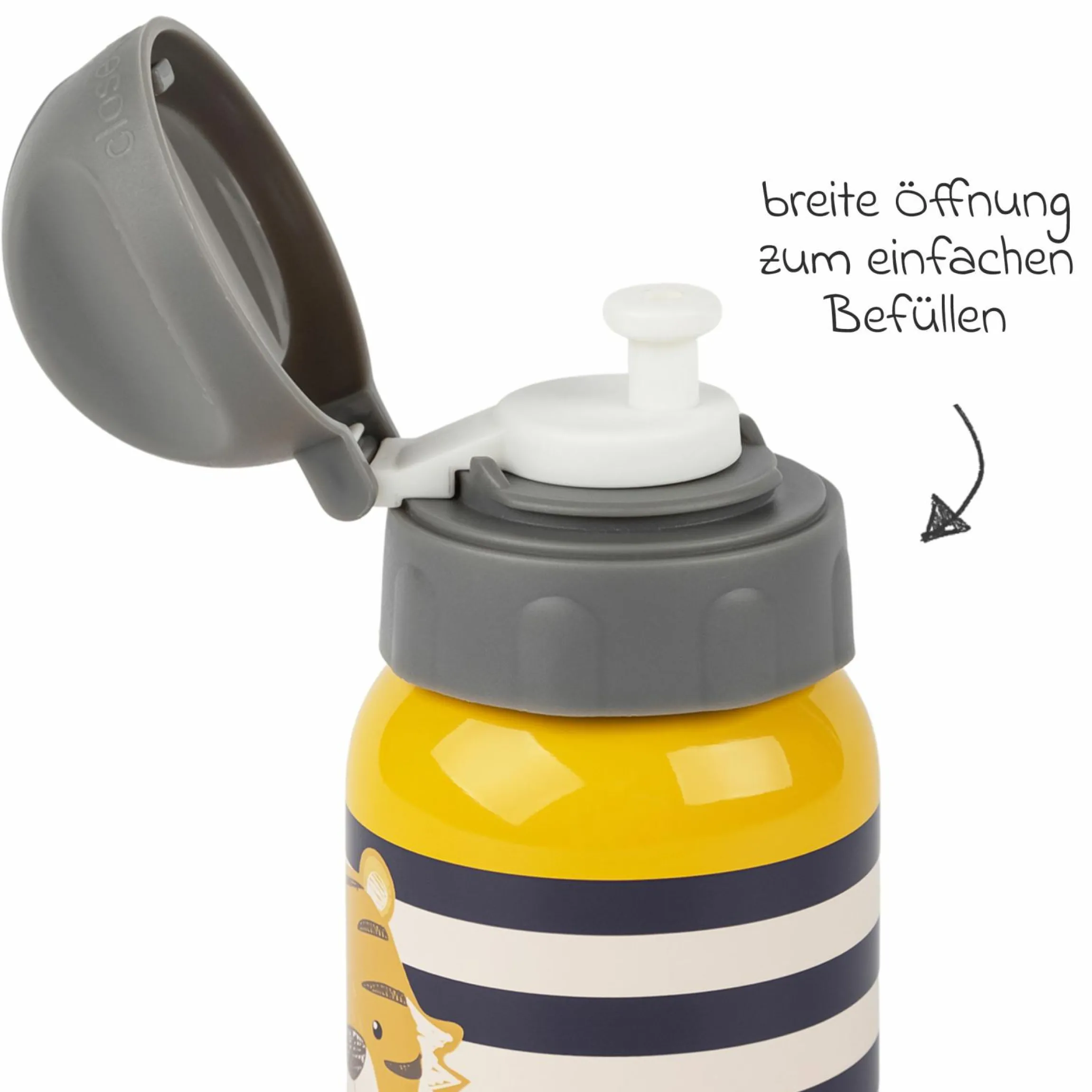 Edelstahl-Trinkflasche 250 ml - Tiger - Gelb Blau