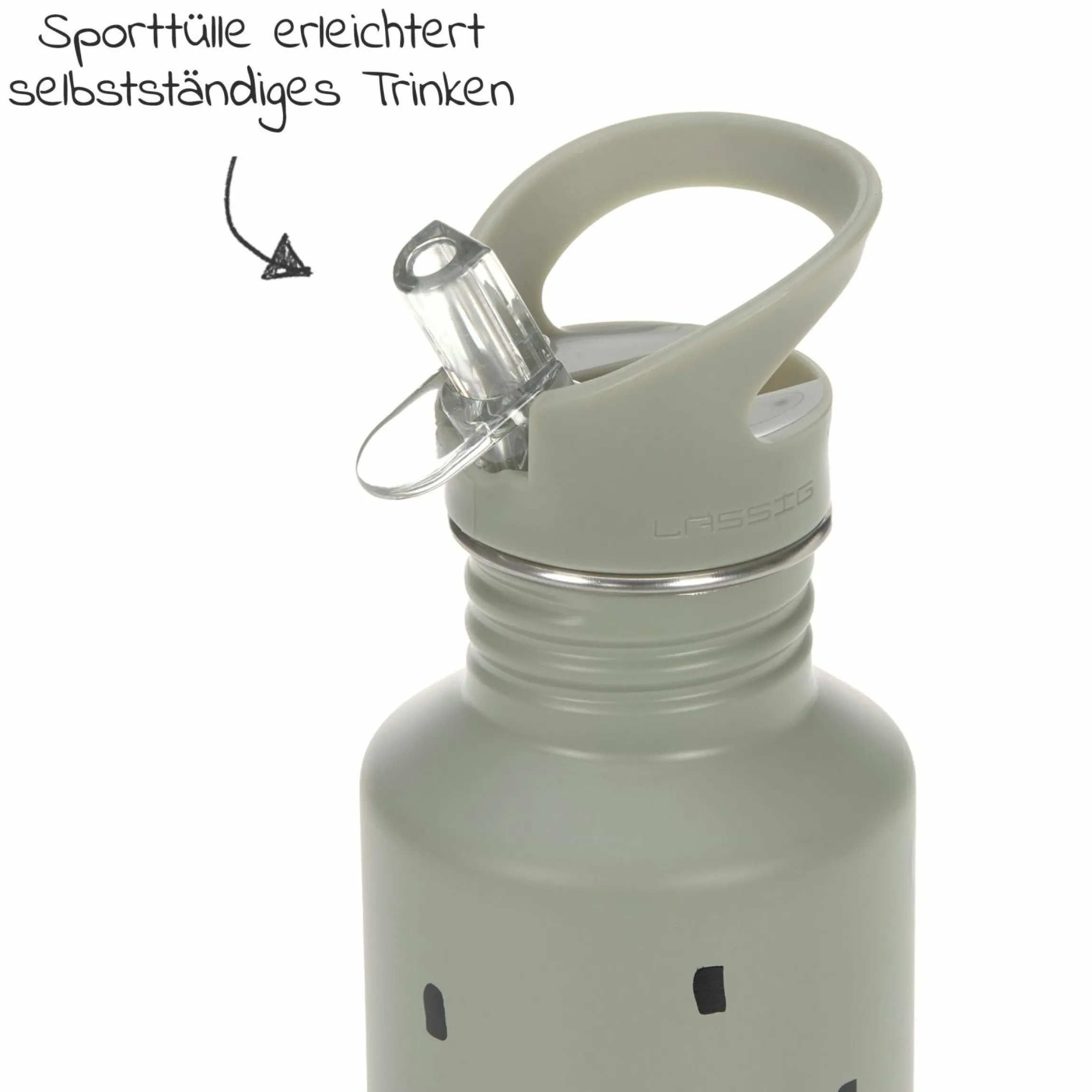 Edelstahl-Trinkflasche 500 ml - Happy Prints - Light Olive
