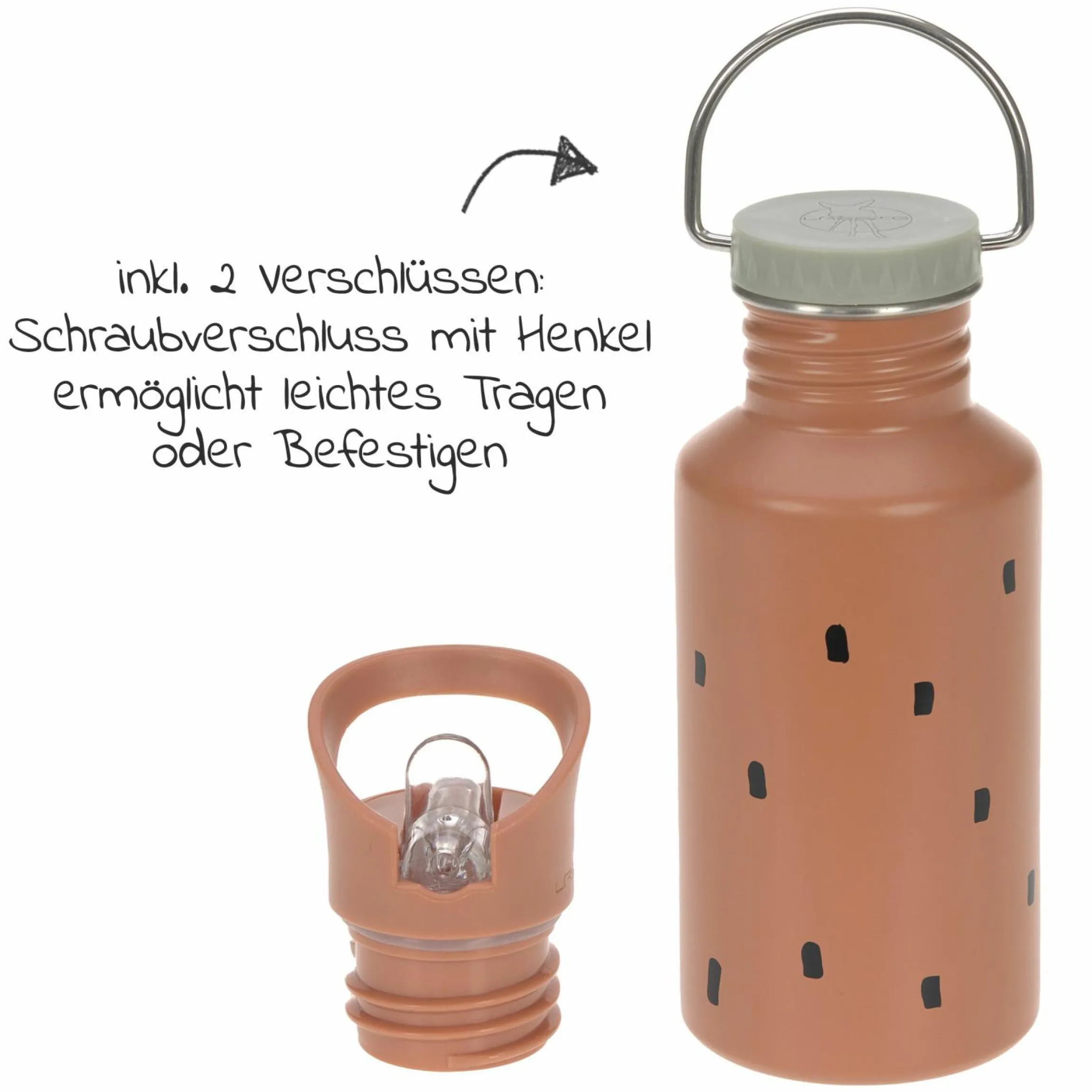 Edelstahl-Trinkflasche 500 ml - Happy Prints - Caramel