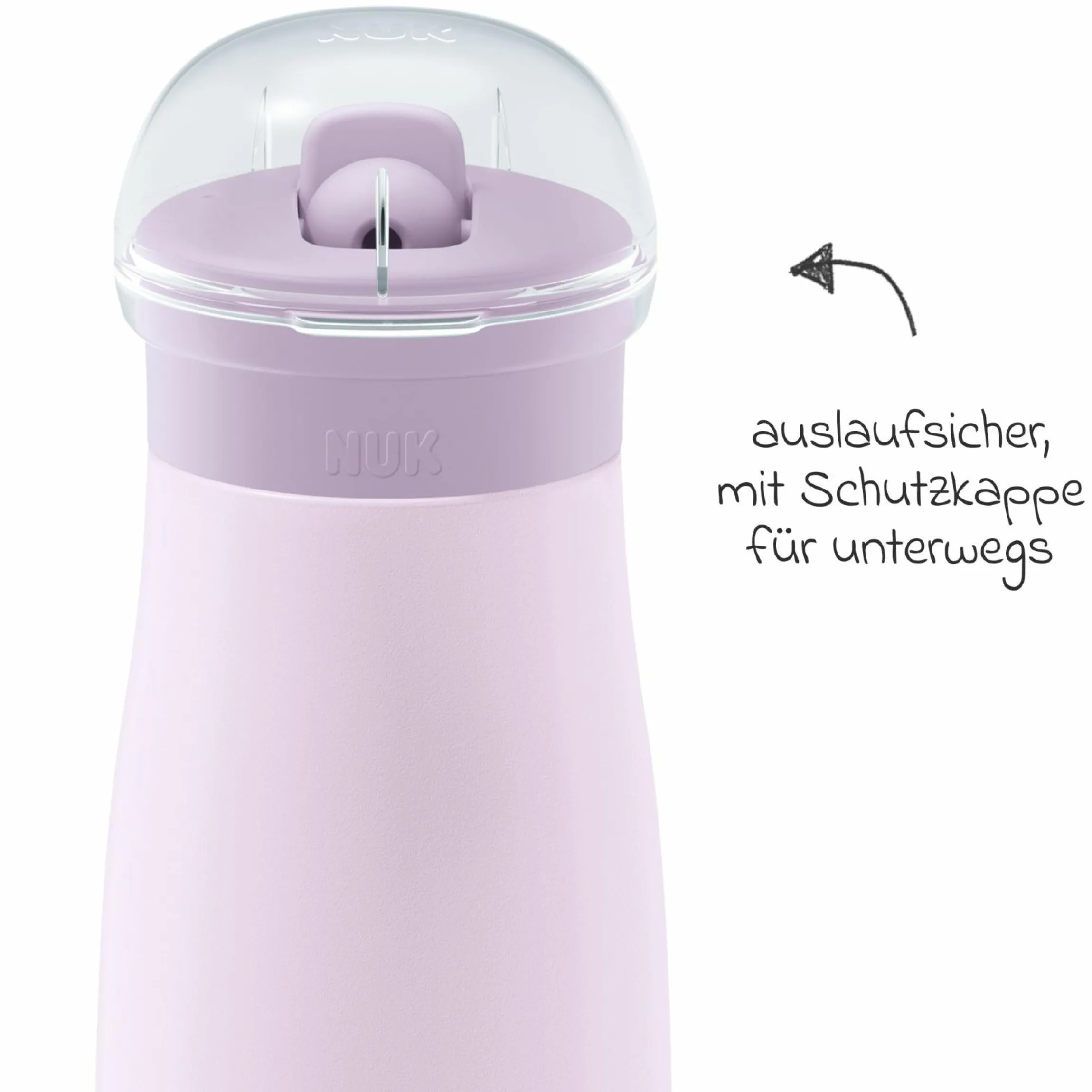 Edelstahl-Trinkflasche Mini-Me Flip Cup - mit bissfestem Trinkaufsatz 500 ml - Blume - Flieder