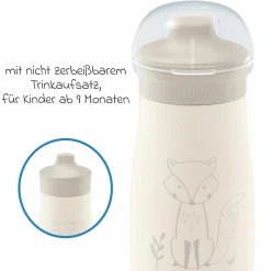 Edelstahl-Trinkflasche Mini-Me Sip Cup - mit bissfestem Trinkaufsatz 300 ml - Fuchs - Beige