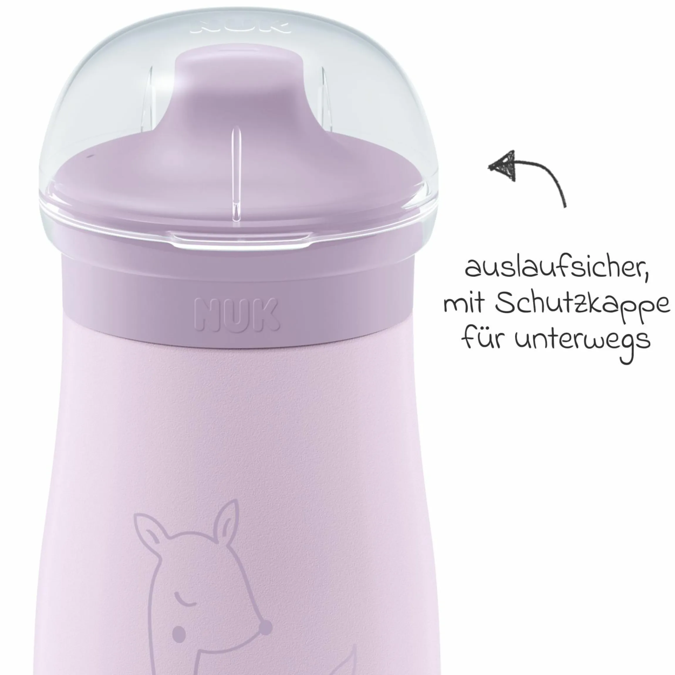 Edelstahl-Trinkflasche Mini-Me Sip Cup - mit bissfestem Trinkaufsatz 300 ml - Reh - Flieder