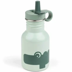 Edelstahl-Trinkflasche mit Strohhalm 350 ml - Croco - Grün